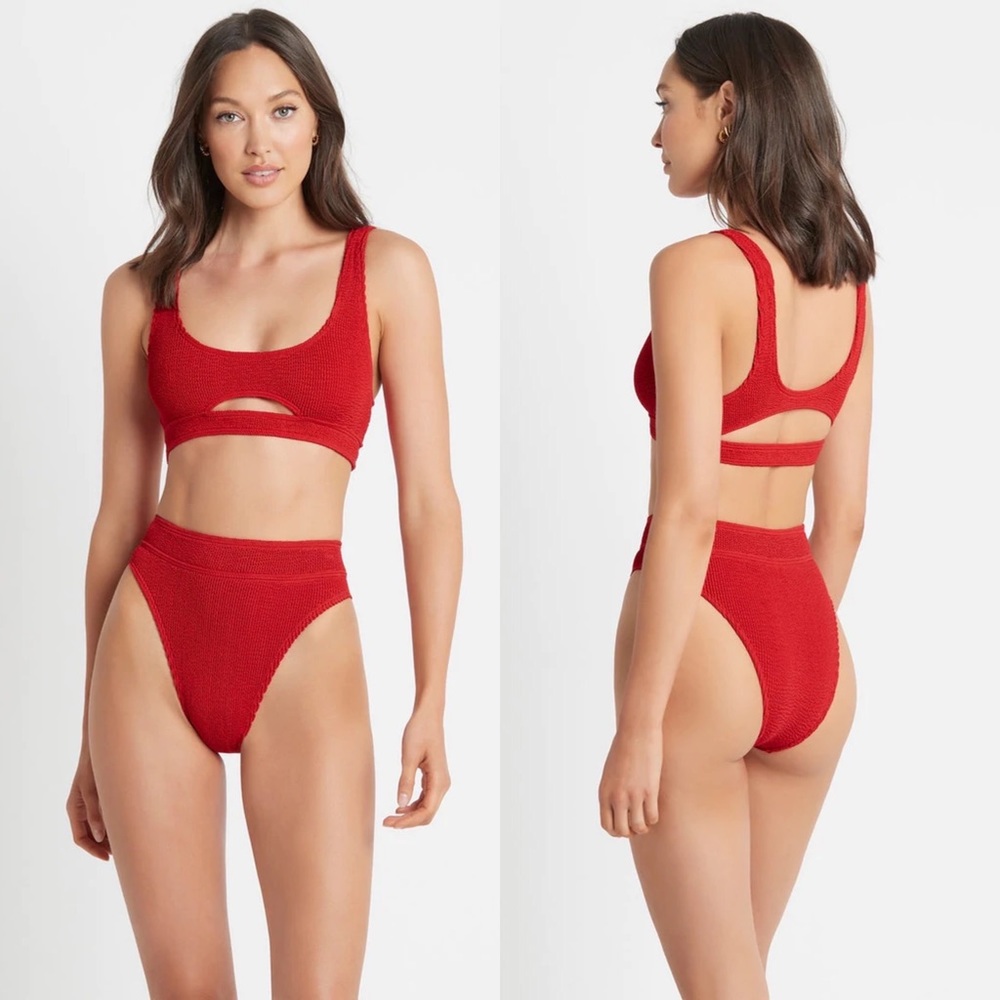 Bound by Bond-Eye Baywatch Red THE SASHA Crop Top and SAVANNAH Bottom Bikini Set